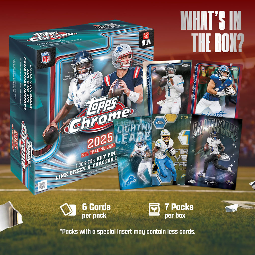 2025 Topps Chrome NFL Football - Factory Sealed - Mega Box