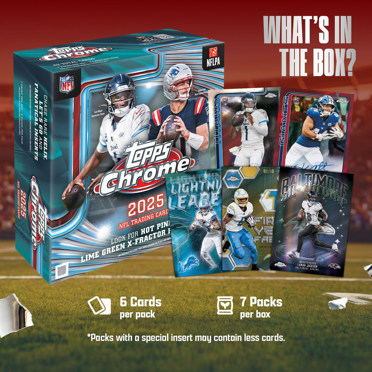 2025 Topps Chrome NFL Football - Factory Sealed - Mega Box