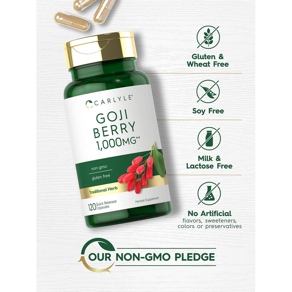Buy now Carlyle Goji Berry | 120 Capsules | Concentrated Extract from Wolfberry Plant | Non-GMO, Gluten Free at indiglob india