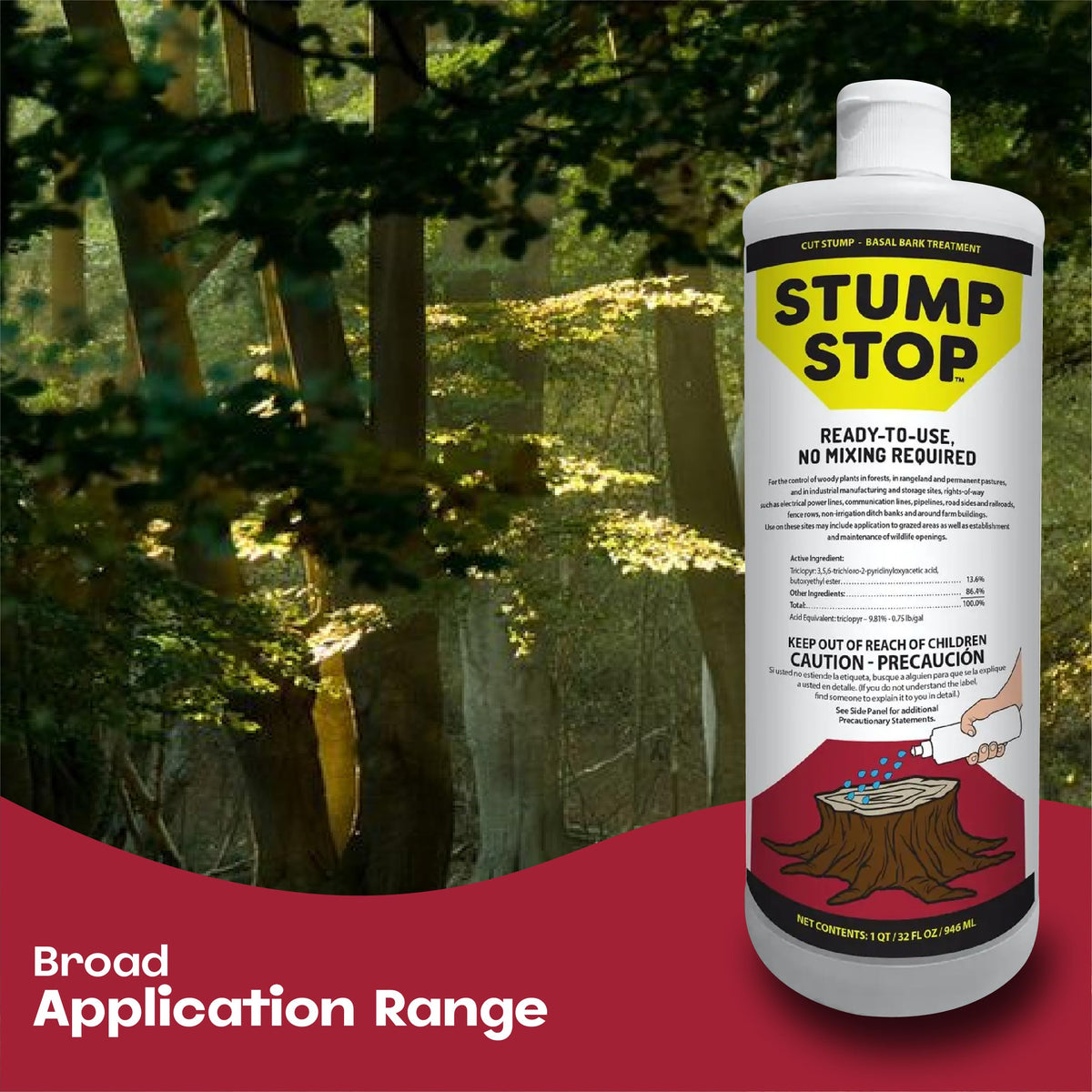 Ready-to-use Stump Stop - 32 Fl. Oz - Stump Killer - Tree and Bush Killer - Control Woody Plant - Ideal for Forest, Pastures, Roadsides, Fence Lines, Wildlife Areas and More - with Omni Depot Gloves