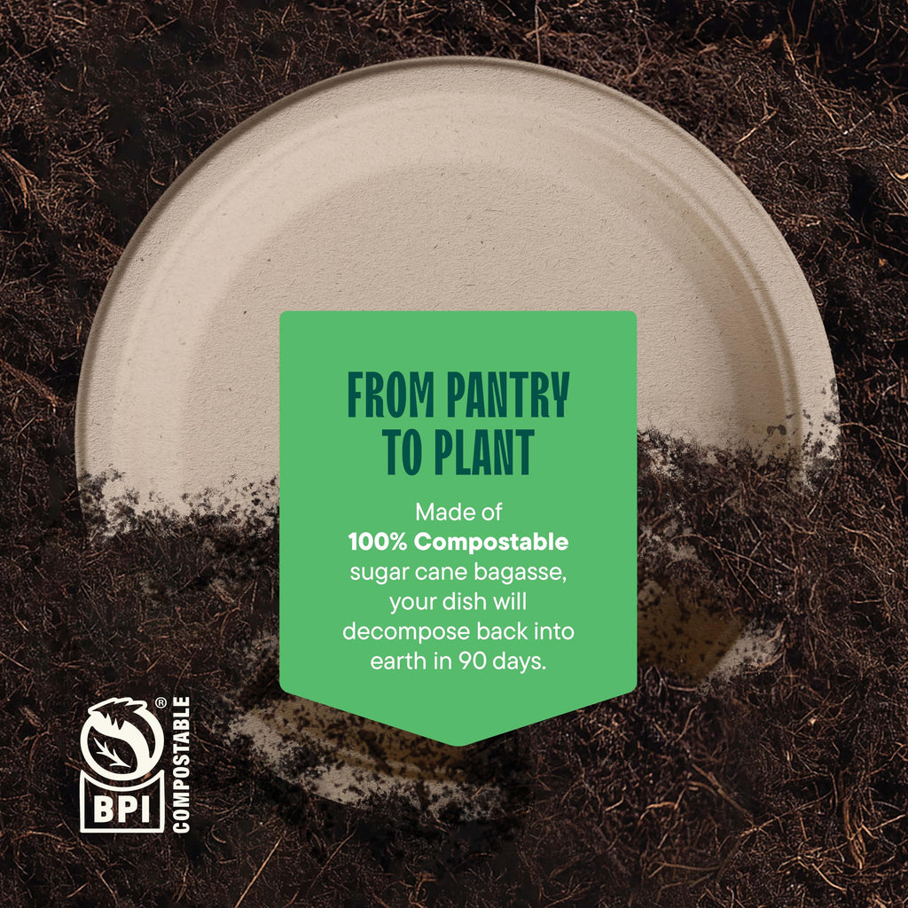 Paper Plates, 100% Compostable Heavy Duty, Disposable 7 Inch, Small Dessert Plate - [125-Pack] Eco-Friendly, Biodegradable Bagasse Natural Brown 7" Small Plates - (PFAS-Free) - (BPI Certified)