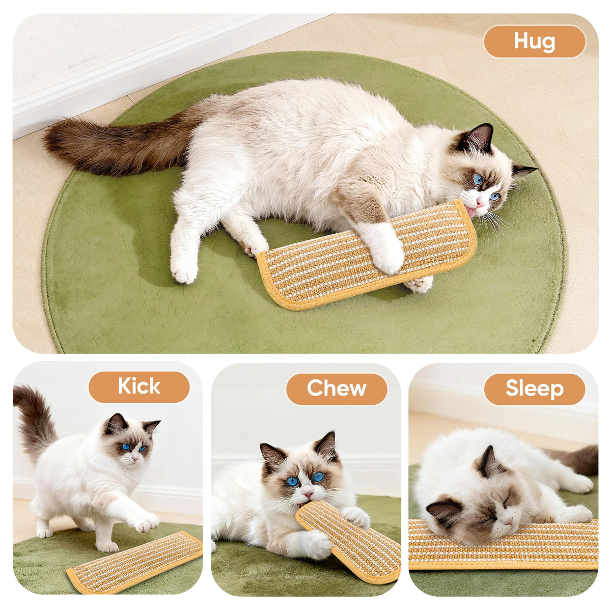 Sisal Catnip Pillow Toy Kickers, 2 Pack Interactive Catnip Toys with Organic 8000mg Herbal Blend for Indoor Scratching, Chewing & Teething, Fun for Kittens and Adult Cats