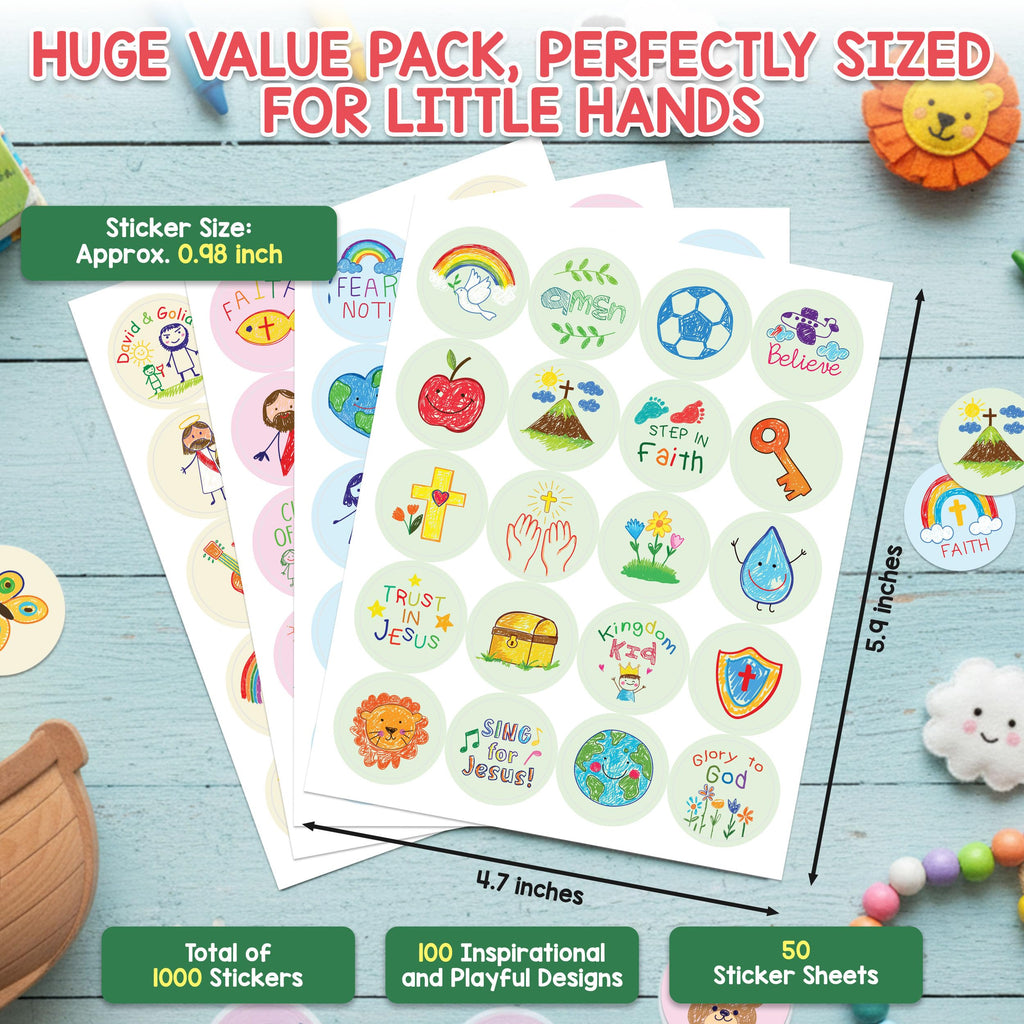 Decorably 1,000 Christian Stickers for Kids Bulk