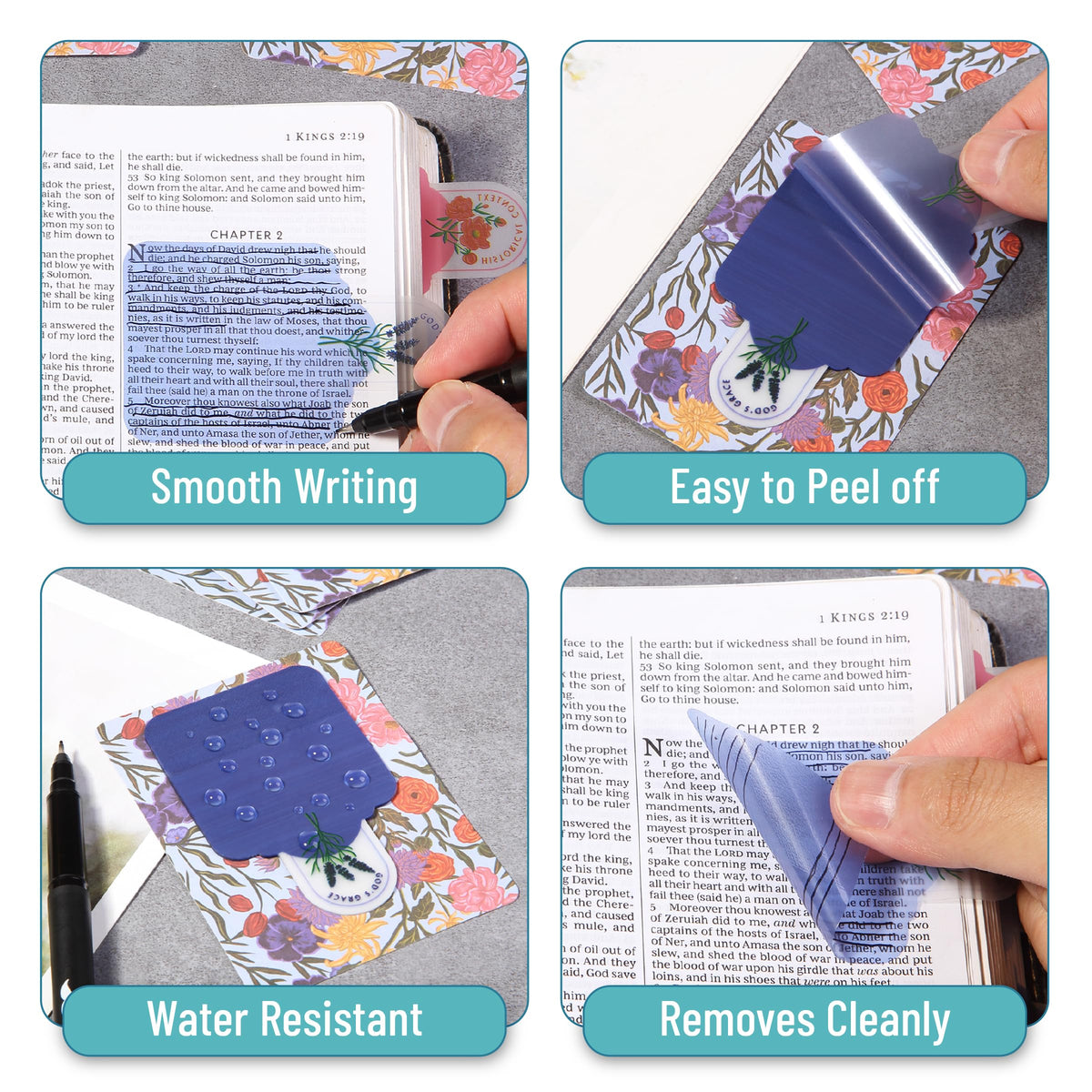 Mr. Pen- Plastic Transparent Bible Sticky Notes, 10 Pads, 200 Sheets