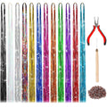 Buy now FEBSNOW 47 Inches Tinsel Hair Extension with Tool 12 Colors 2400 Strands Hair Extension Tinsel Kit Glitter Hair Extensions for Women Girls Hair Accessories for Christmas New Year Cosplay Party Multi 12 colors at indiglob india
