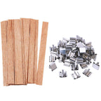 100 Pcs Wood Candle Wicks for Candle Making-50 Wicks & 50 Wick Holders