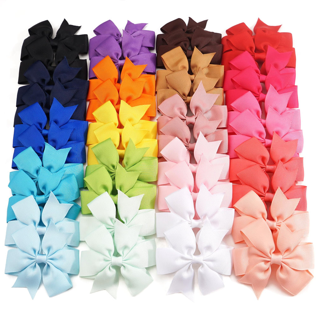 40Pcs 3" Hair Bows for Girls Toddler Pinwheel Polka Dot Bow Alligator Clips | 20 Colors in Pairs Girls Bows | Durable Metal Clips | Back to School Bows |Toddler Hair Accessories