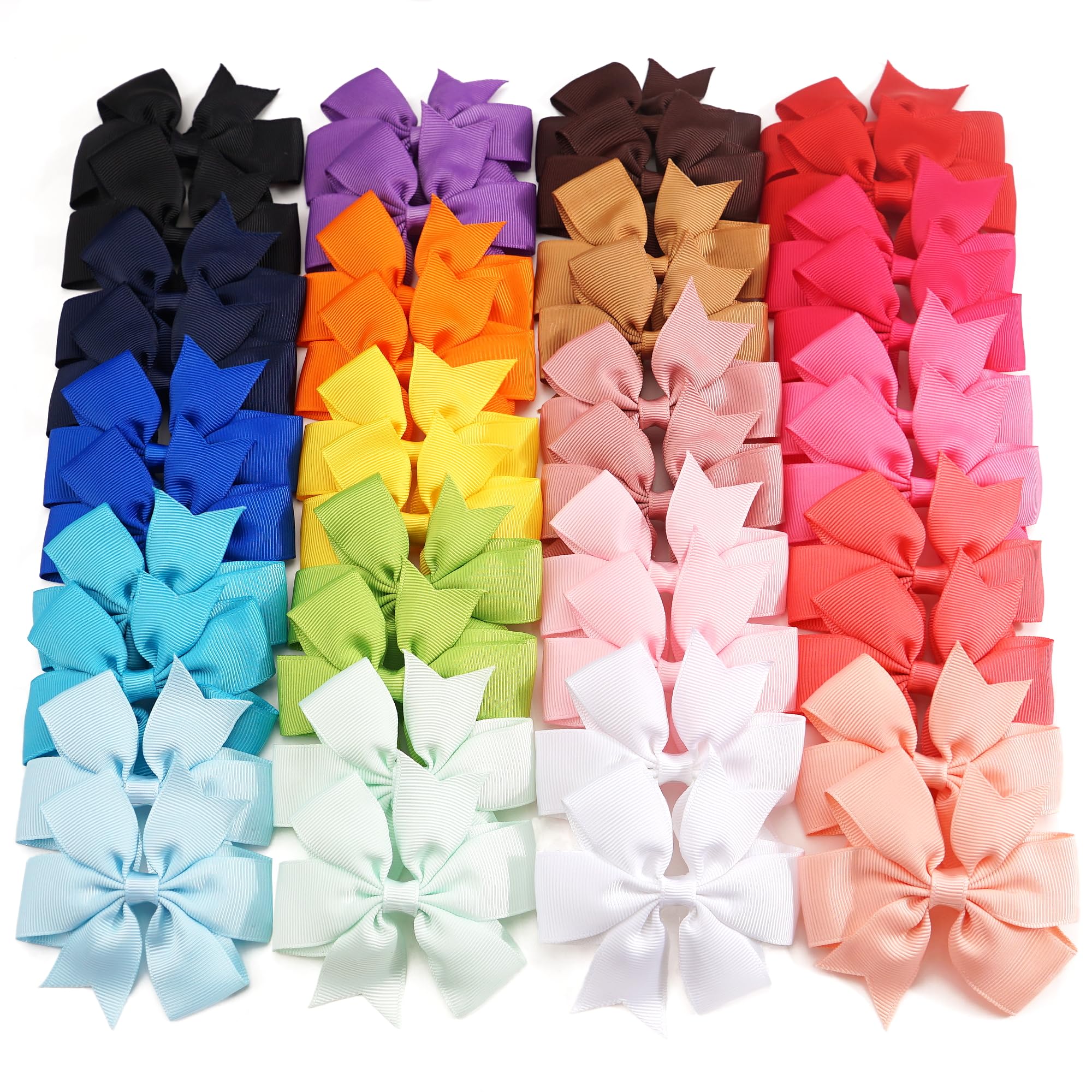 40Pcs 3" Hair Bows for Girls Toddler Pinwheel Polka Dot Bow Alligator Clips | 20 Colors in Pairs Girls Bows | Durable Metal Clips | Back to School Bows |Toddler Hair Accessories
