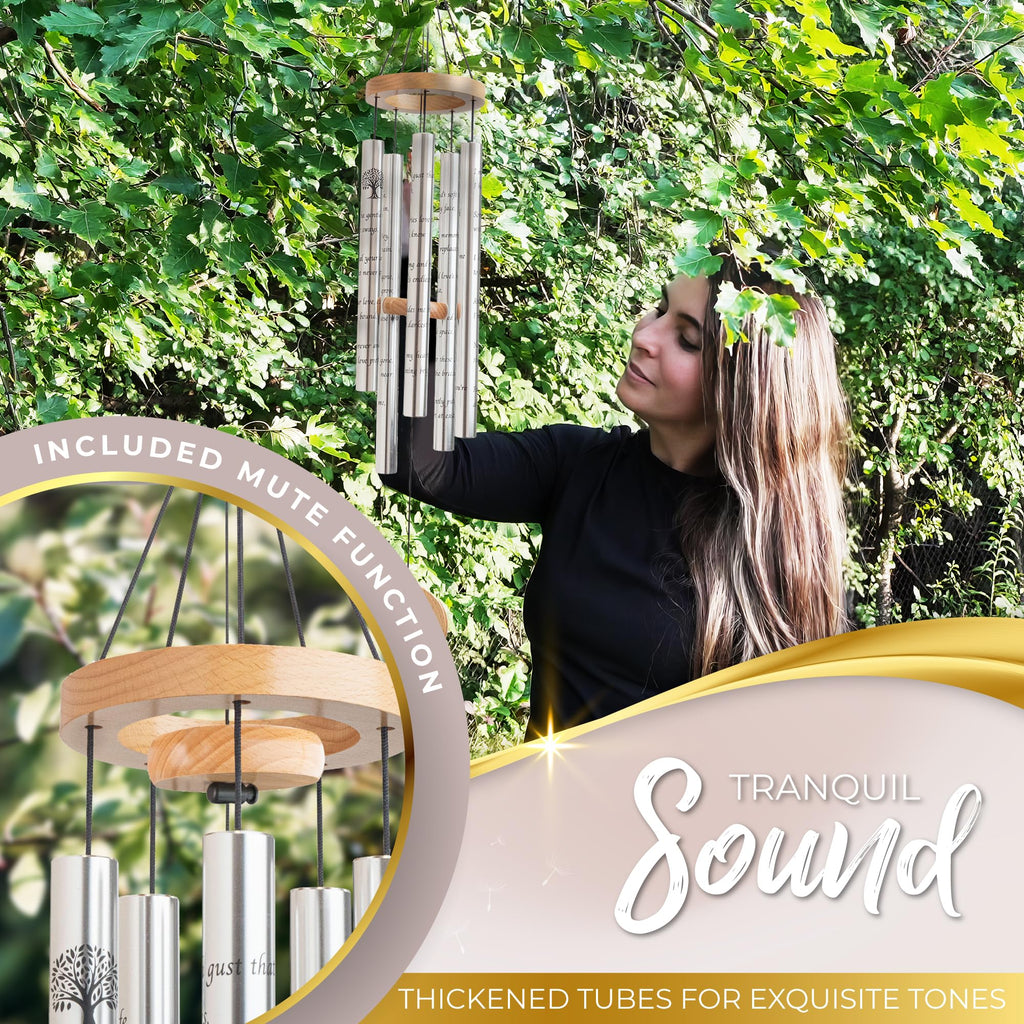 Tree of Life Memorial Wind Chimes for Loss of Loved One (32")
