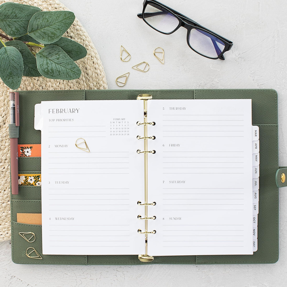 Beautiful 2026-2027 Daily Planner A5 Inserts for 6 Ring Binders - Refills