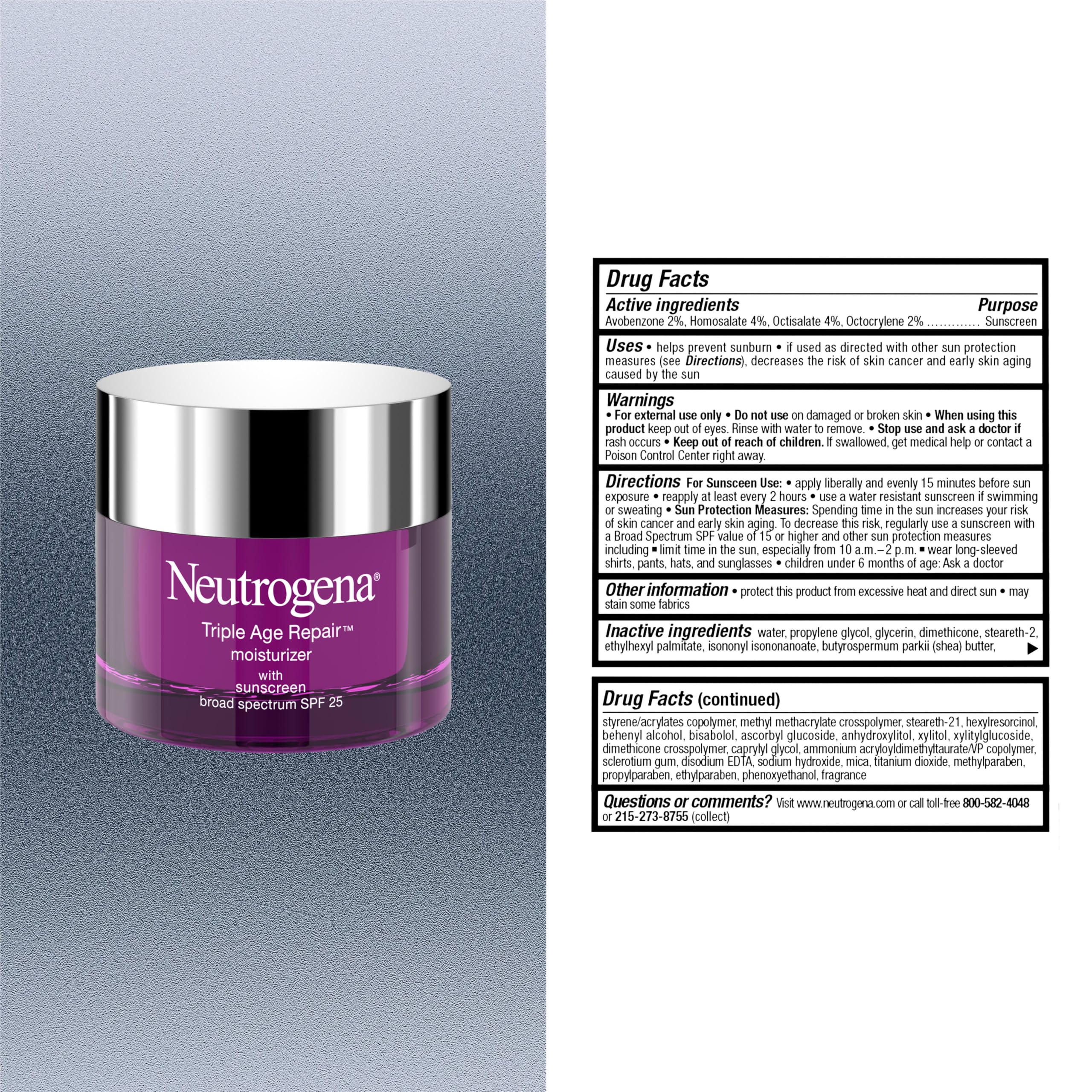 Neutrogena Triple Age Repair Face Moisturizer, SPF 25, 1.7 fl. oz