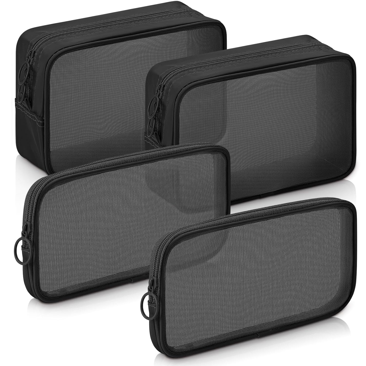 Buy now Weewooday 4 Pcs Mesh Makeup Bag Mesh Cosmetic Bag Travel Toiletry Pouch with Zipper Mini Makeup Cosmetic Purse for Daily Accessory(Small,Black) Large,Medium Black at indiglob india