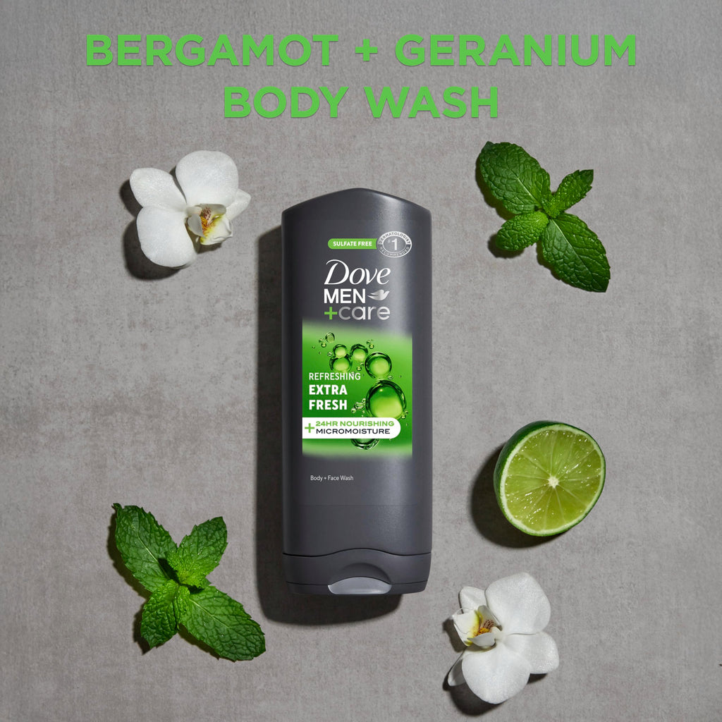 DOVE MEN + CARE Body and Face Wash Refreshing Extra Fresh Body Wash13.5 oz | For Men with 24-Hour Nourishing Micromoisture Technology