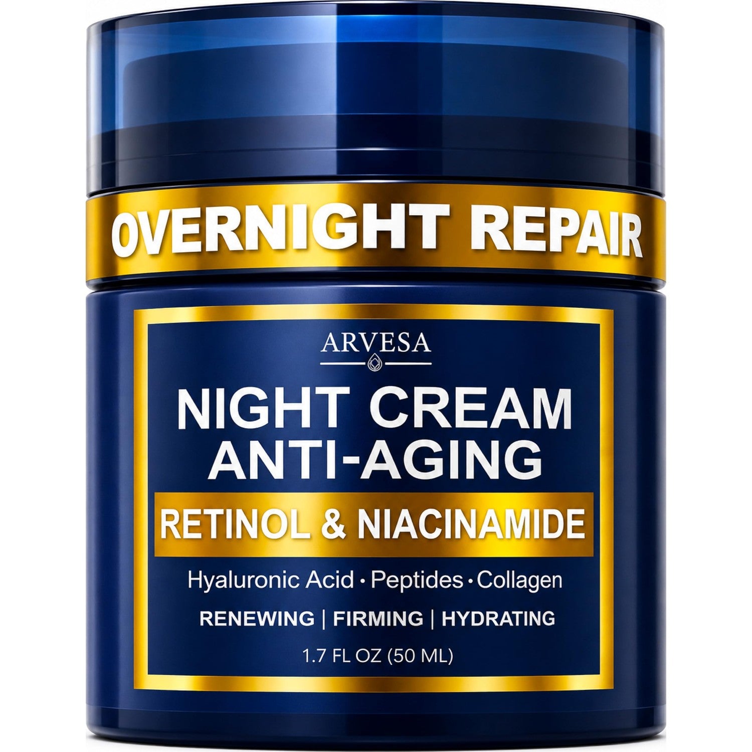 (2 Pack) Retinol Cream for Face with Collagen & Hyaluronic Acid, Non-Greasy | Anti Aging Wrinkle Cream for Women and Men - Day and Night Facial Moisturizer for Tightening and Skin Firming, Silky Feel