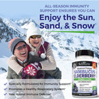 Elderberry Capsules with Zinc and Vitamin C for Adults, 120 Count | Immune Support Supplement for Women and Men, Black Sambucus Elderberry with Vitamin C and Zinc, Immune Defense Multiminerals