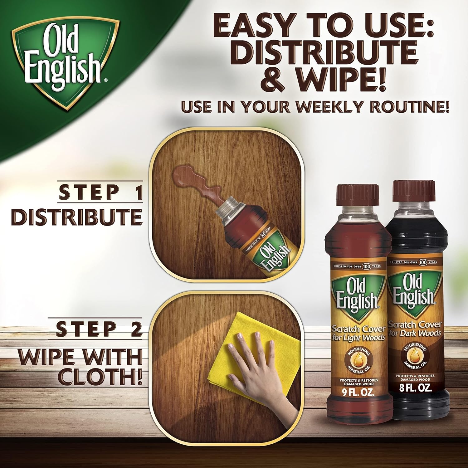 Buy now Old English 75144 Scratch Cover For Dark Woods, 8oz Bottle, Wood Polish at indiglob india