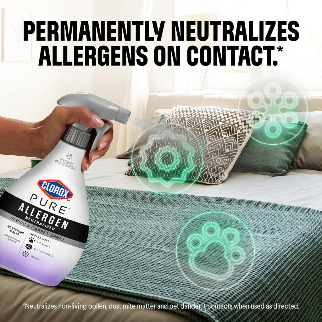 Buy now Clorox PURE Allergen Neutralizer Fabric and Carpet Spray, Nighttime Calm, 26 Fluid Ounces at indiglob india