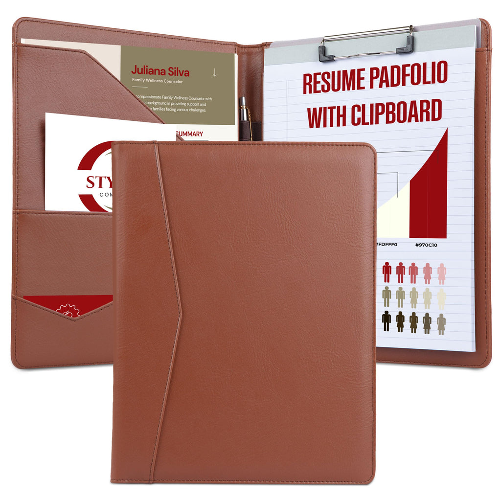Buy now STYLIO Padfolio Portfolio Organizer Binder | Interview Resume Folder, Legal Document, Business Card Holder |w/Letter-Sized Notepad | Handsome Piano Noir Faux Leather Folio Matte Finish, Accent Stitch at indiglob india