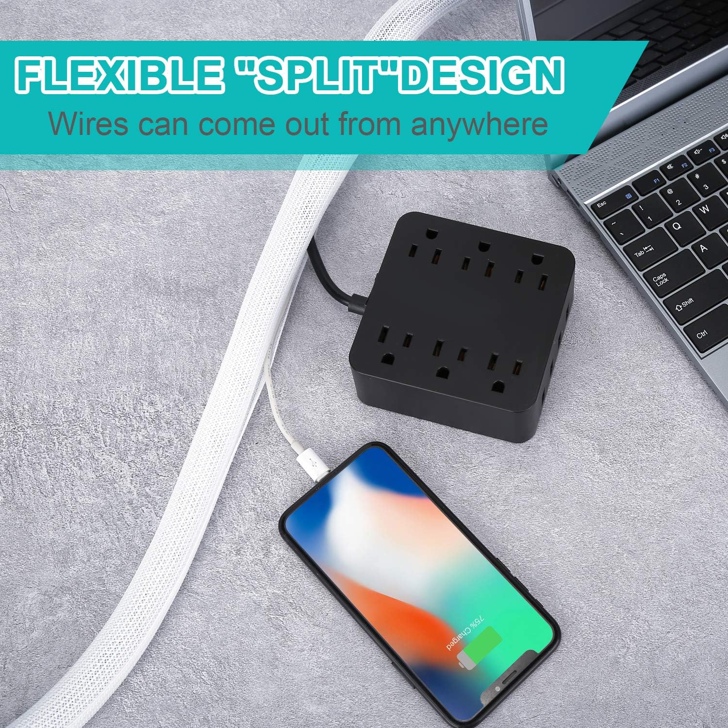 Buy now 6.6ft - 4/5 inch White Cable Sleeve, Cable Organizer for Desk PC TV Computer, Wire Protector Cable Wrap Cover, Cord Management for Home Office at indiglob india