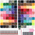 50000+Pcs Rhinestones for Bedazzling Kit 3mm Gems Bedazzler Set | 40 Colors Flat Back Resin Jelly Bedazzled Kits with 3Pcs 10ml B7000 Jewelry Glue for Book Diamond Nail Art, Multicolor