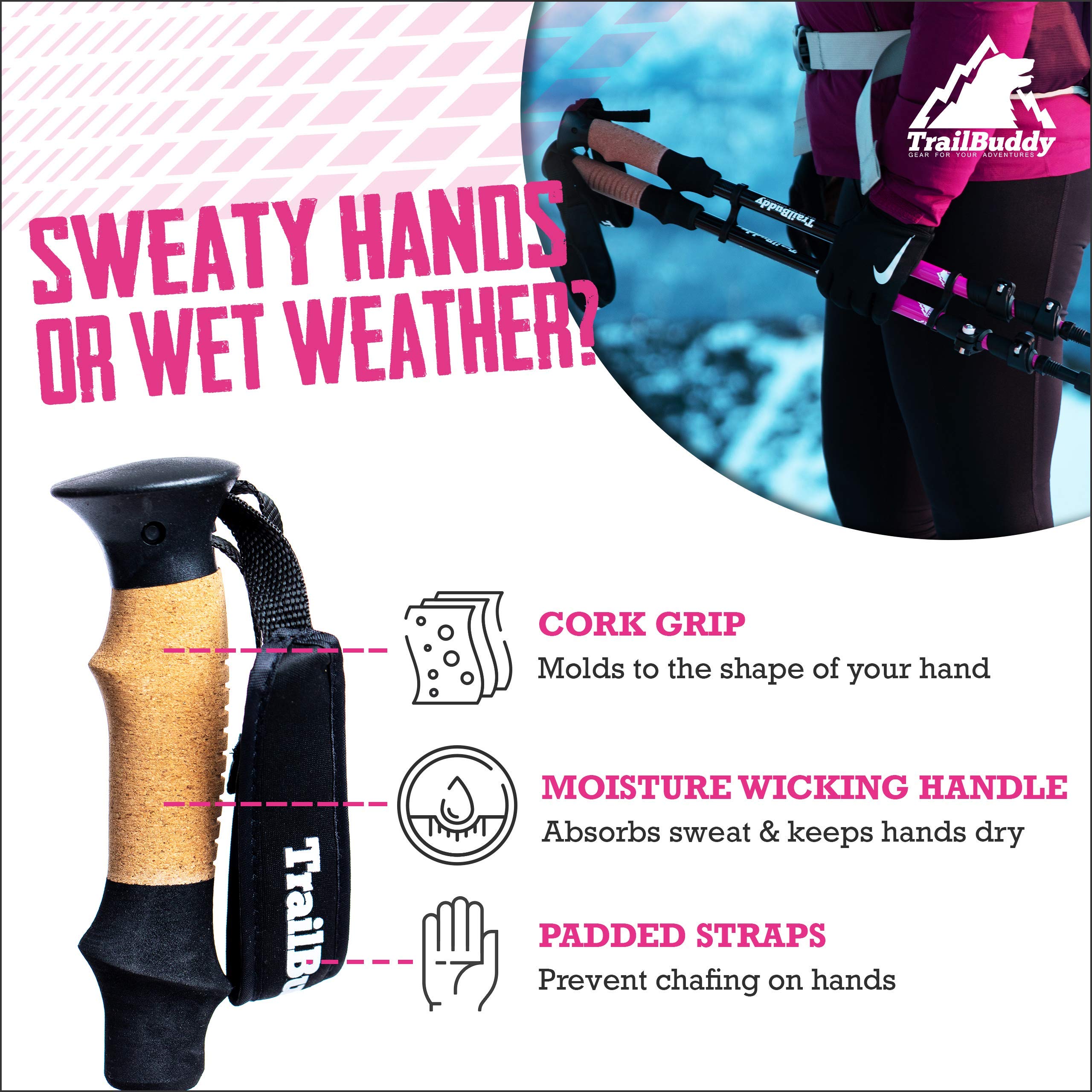 Buy now TrailBuddy Trekking Poles â€“ Lightweight 7075 Aluminum Hiking Poles for Women, Men & Seniors â€“ Collapsible or Foldable Walking Sticks for Travel, Trails & Balance at indiglob india