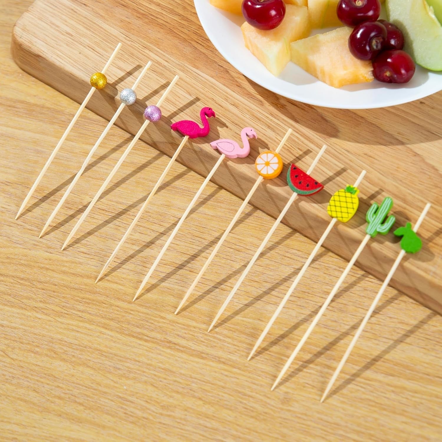 Buy now PARTYHIPPO Bamboo Cocktail Picks 200 Pack – Tropical Fruit Toothpicks 4.7 Inch Cocktail Sticks for Appetizers, Fruit, Cheese, Drinks, Party Supplies (Fruit) at indiglob india