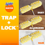 Swiffer Duster Kit with 6 ft Super Extendable Handle, Heavy Duty Starter Kit with 8 Refills, Lemon Scent