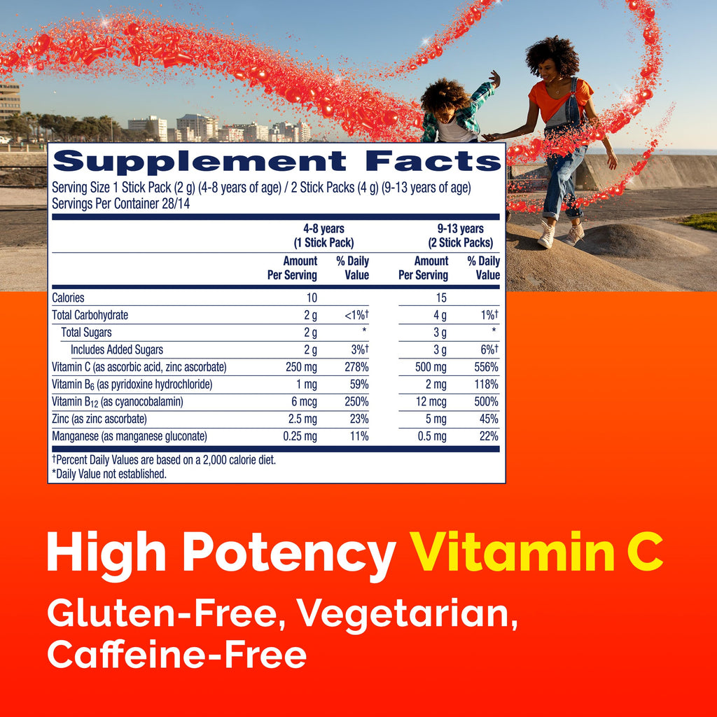 Emergen-C Kidz Vitamin C 250mg Crystals, Strawberry, 56 Packets | No Water Needed, B Vitamins for Energy, Zinc and Manganese, Easy Pouch Format, Kids Crystals