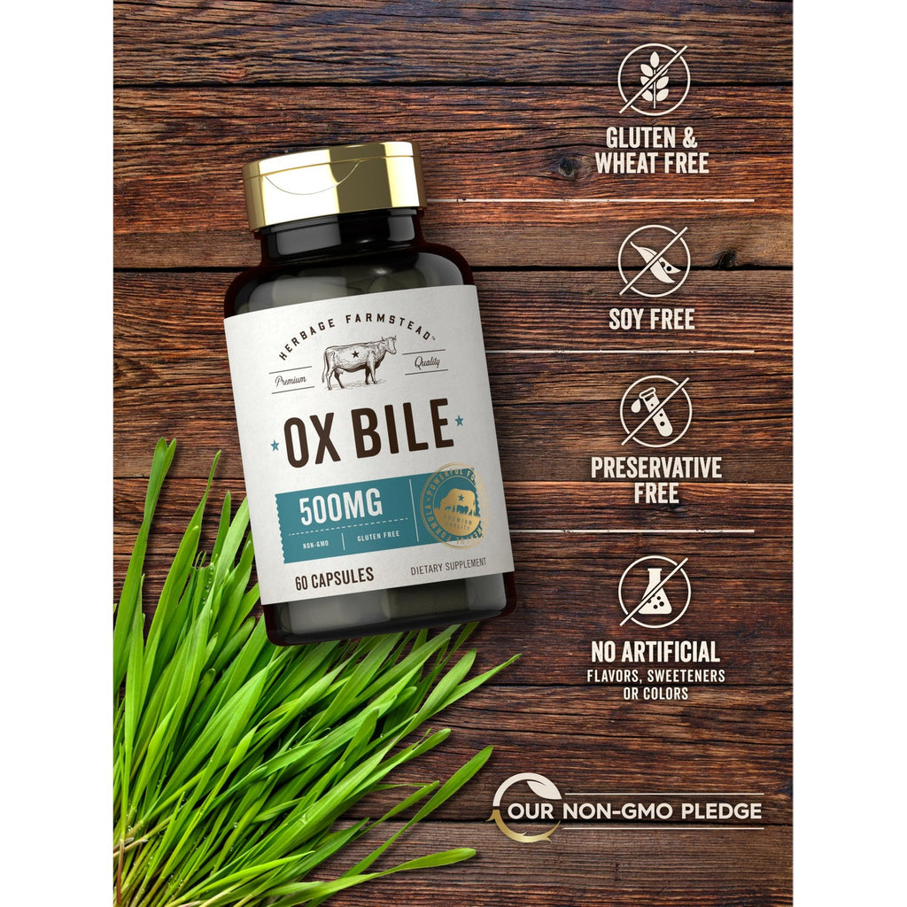 Carlyle Ox Bile Supplement 500 mg | 60 Capsules | Digestive Enzymes