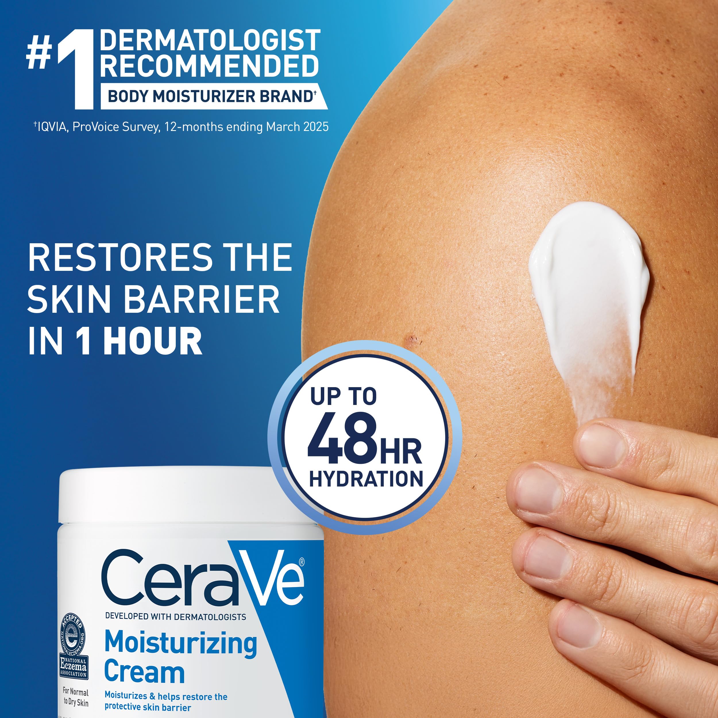 CeraVe Moisturizing Cream, Face Moisturizer & Body Cream, Skin care, 19oz | Hyaluronic Acid For Instant Hydration, Skin Barrier Repair, Ceramide Moisturizer, Fragrance Free, Non-Comedogenic, Daily Use