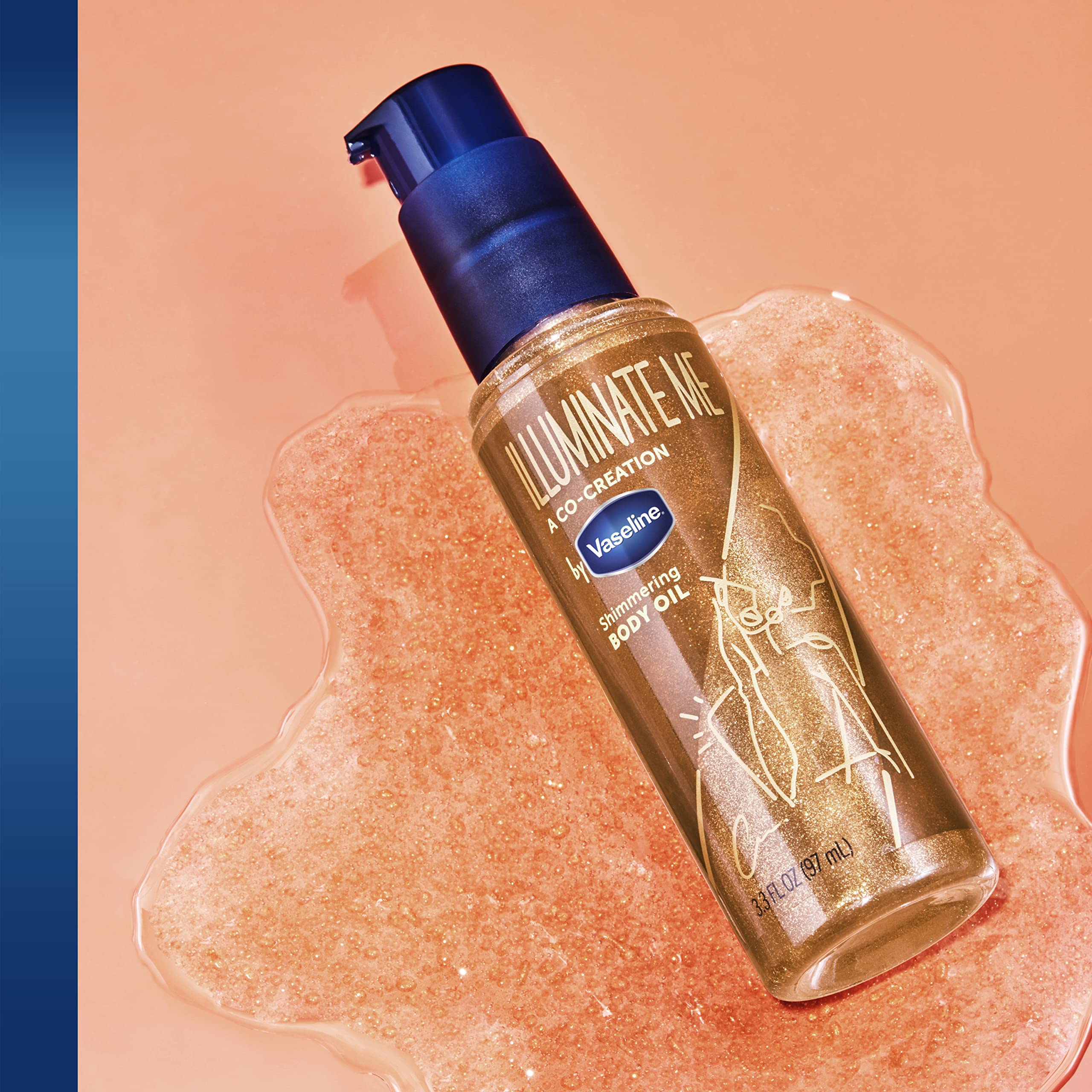 Vaseline Illuminate Me Shimmering Body Oil Created for Melanin Rich Skin, Illuminates Skin with Finishing Touch of Shimmer for Glowing Skin 3.3 oz | Illuminates Skin with Finishing Touch of Shimmer For Glowing, Moisturized Skin