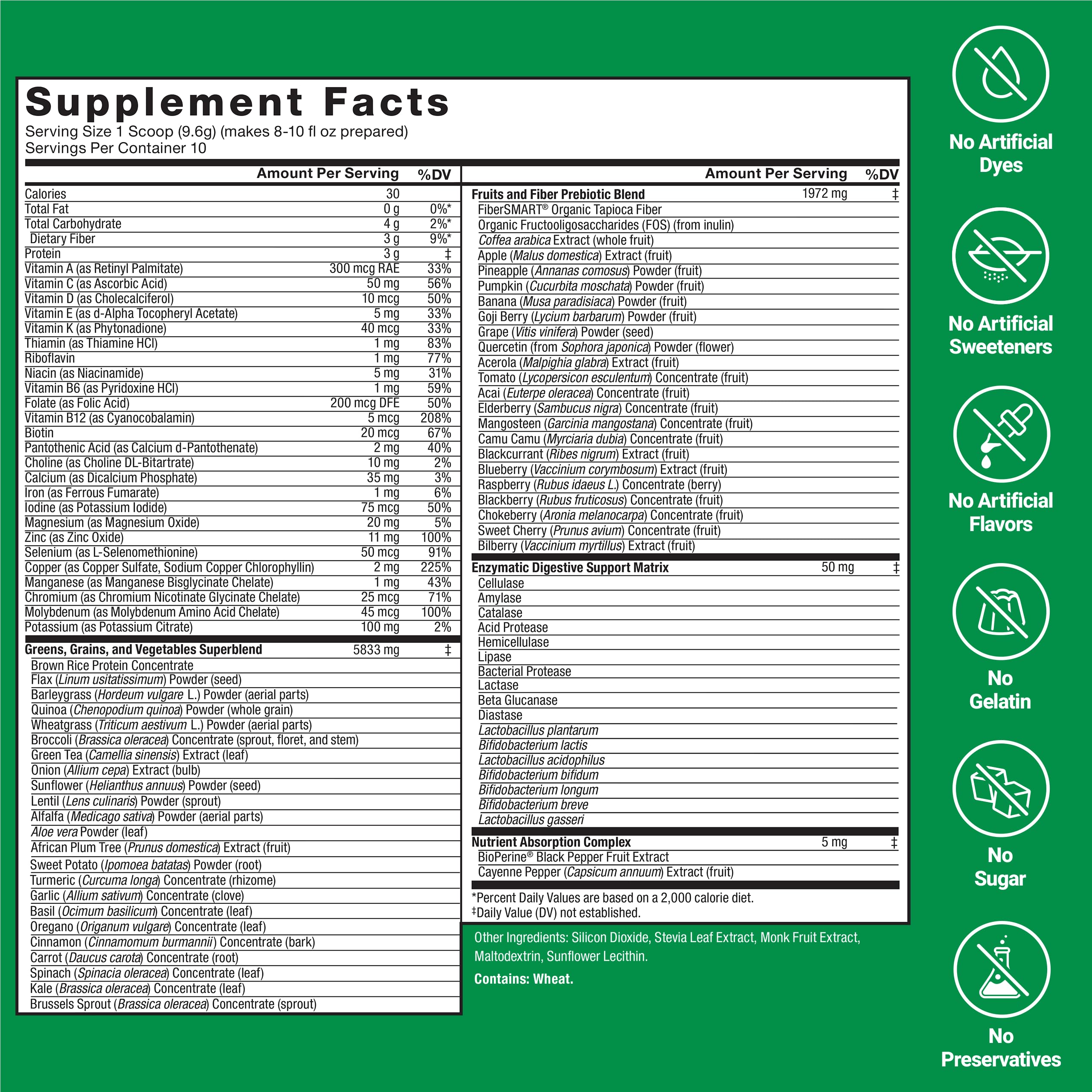 Force Factor Smarter Greens Daily Wellness Powder to Support Gut Health | Greens Superfood Powder for Bloating & Digestion, with 40+ Superfoods, 125 Million CFU of Probiotics, Unflavored, 10 Servings