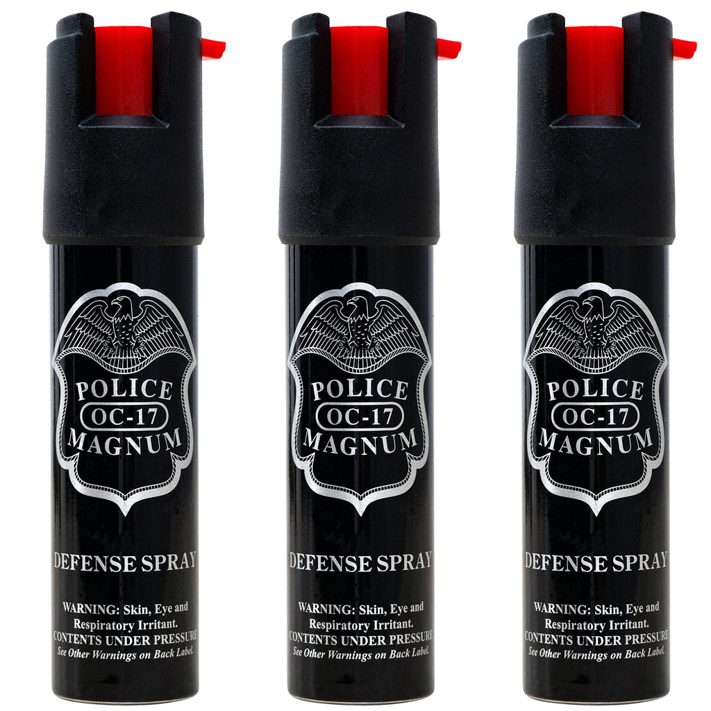 Police Magnum Compact Pepper Spray for Personal Safety - Maximum Heat Strength OC - Small, Discreet Carry Canister - Made in the USA-3 Pack 3/4oz TL