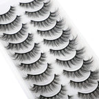 JIMIRE Fake Eyelashes Natural Look Fluffy Wispy False Lashes Cat-Eye Lashes with Thin Band Lightweight Fake Lashes 10 Pairs Pack