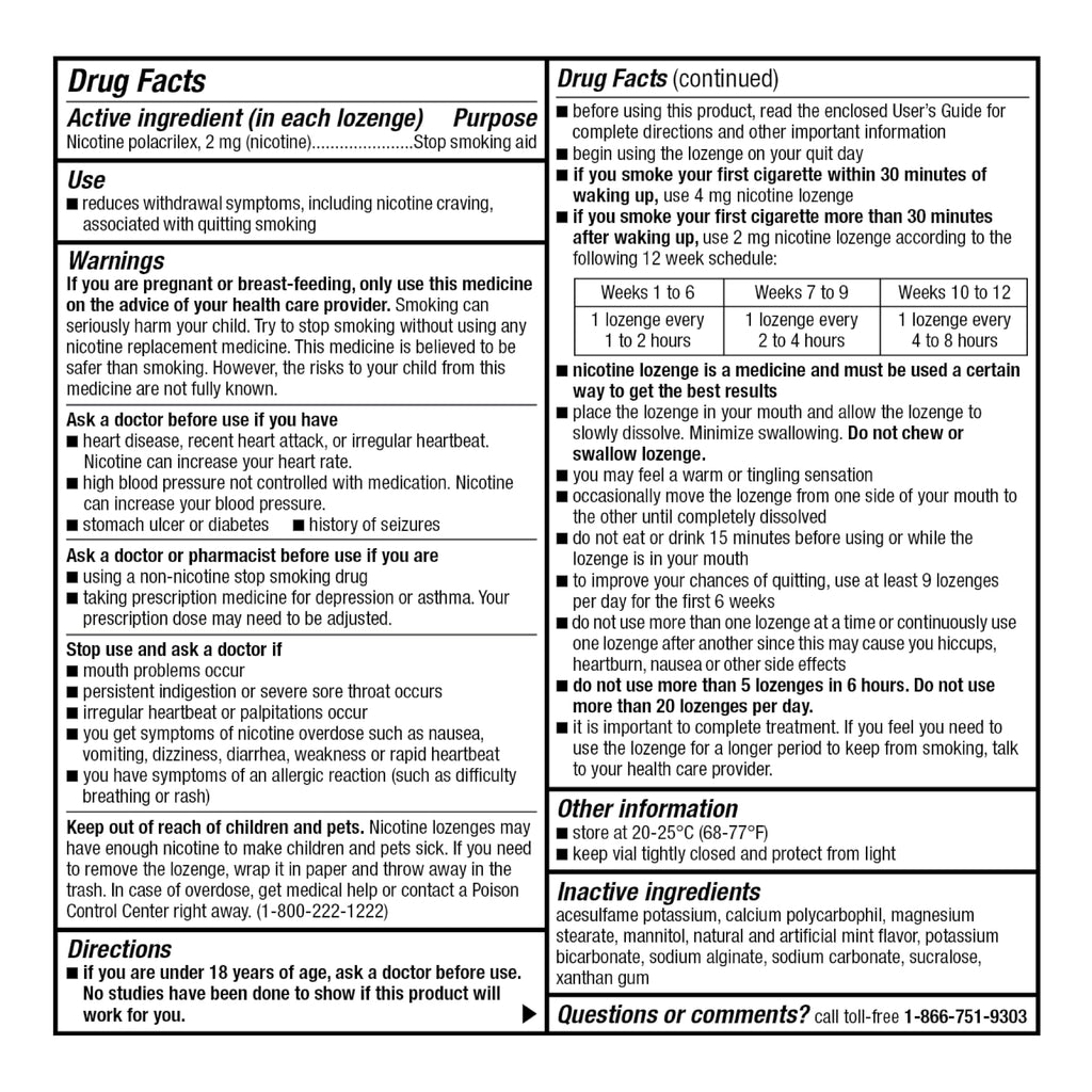 GoodSense Nicotine Polacrilex Mini Lozenges 2 mg, Mint Flavor, 216 Count