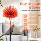 Cobweb Duster with Extension Pole, 90" Spider Web Brush, Orange