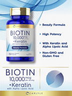 Carlyle Biotin 10000mcg | 150 Capsules | Beauty Formula with Keratin