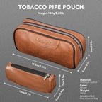 Scotte Handmade Pipe Set, Leather Pipe Pouch, Wood Pipe and Accessories (Scraper/Stand/Filter Element/Filter Ball/Small Bag/Box) (brown)