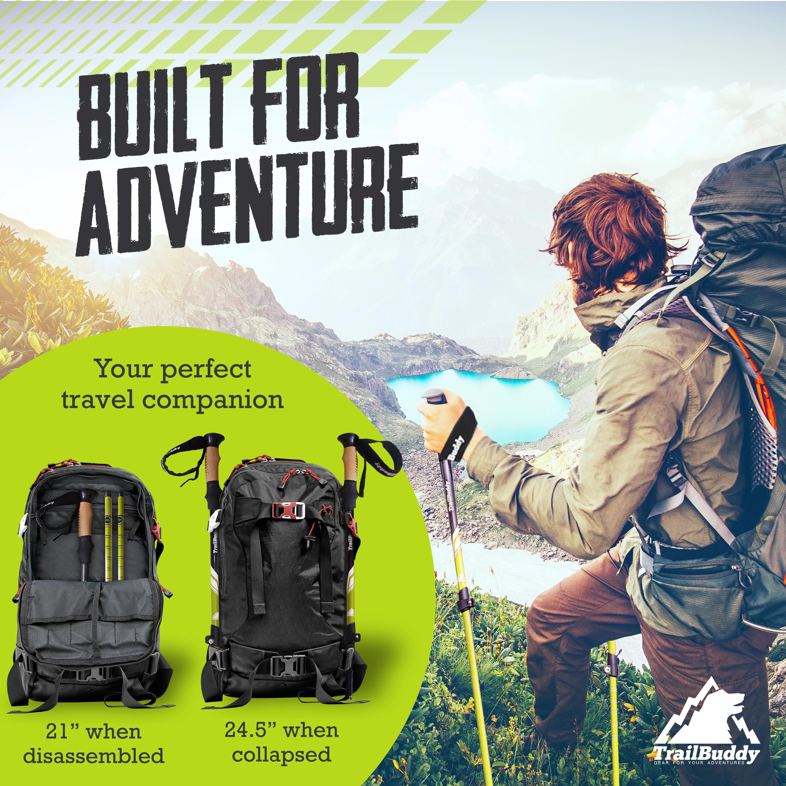 Buy now TrailBuddy Trekking Poles â€“ Lightweight 7075 Aluminum Hiking Poles for Women, Men & Seniors â€“ Collapsible or Foldable Walking Sticks for Travel, Trails & Balance at indiglob india