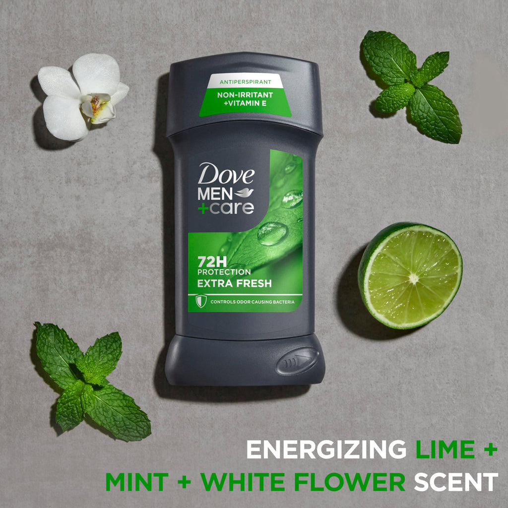 Dove Men+Care Extra Fresh Men's Antiperspirant Deodorant Stick Extra Fresh Twin pack With 72-hour sweat & odor protection with 1/4 Moisturizing Cream & Long-lasting Citrus Scent 2.7 oz