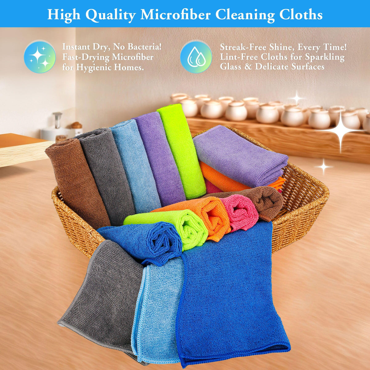 lucdnc Microfiber Cleaning Cloths 16 Pack 8 Colors 11.5"x11.5"
