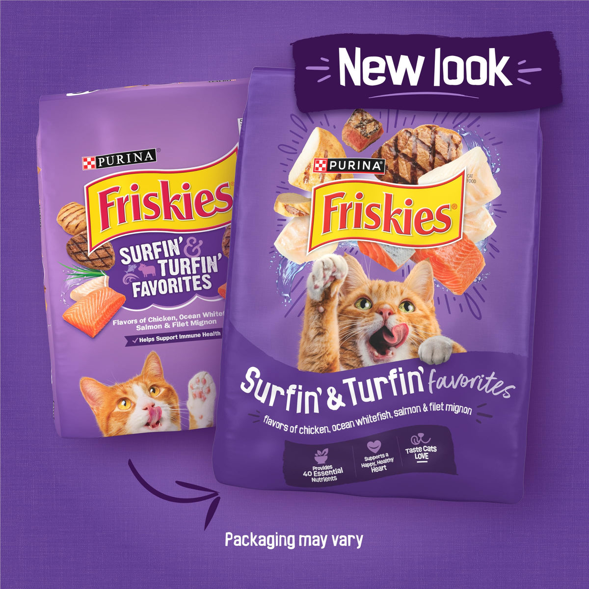 Friskies Purina Surfin and Turfin Favorites Dry Cat Food, (4) 3.15 lb Bag