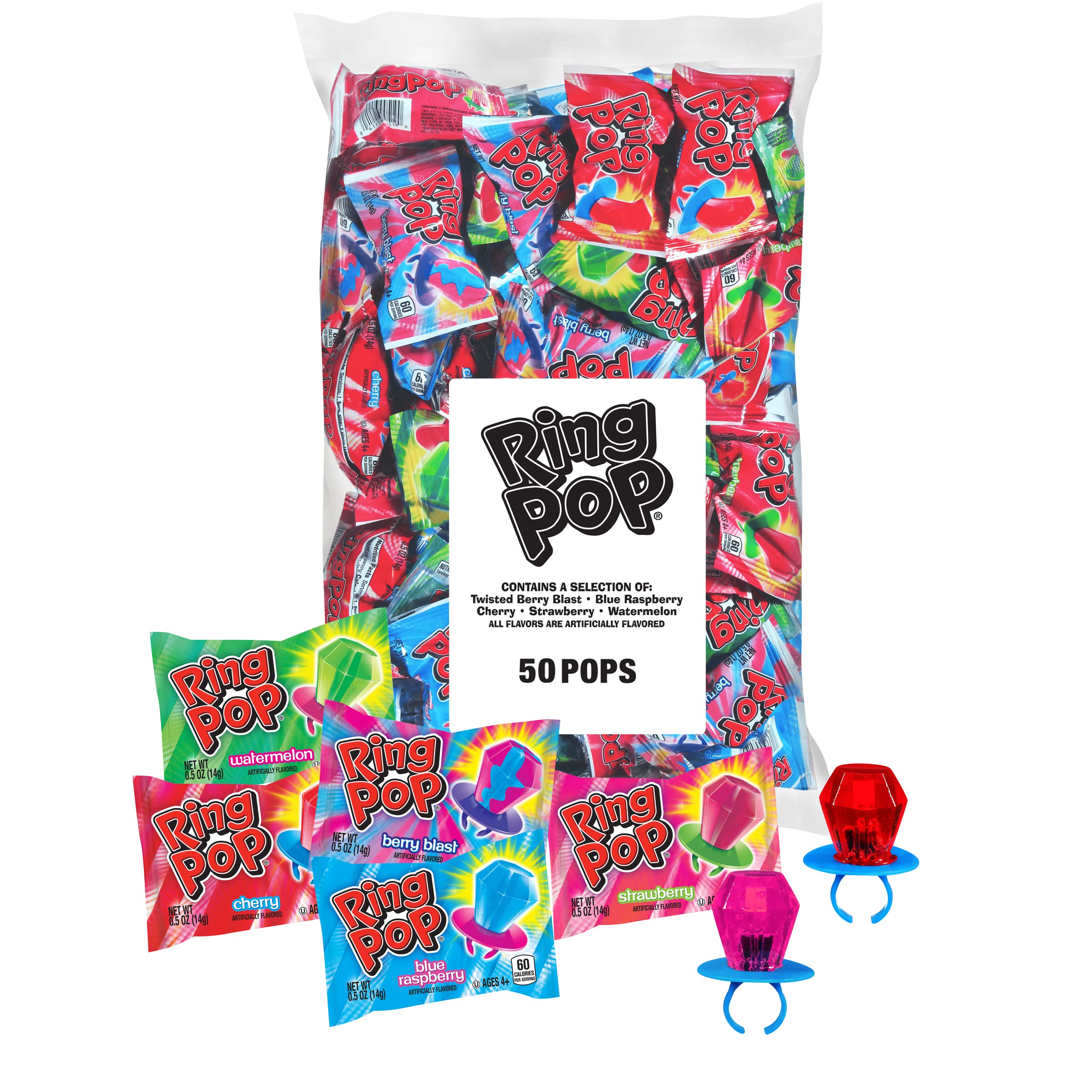 Buy now Ring Pop Candy, Valentine's Lollipops, 20 Ct Party Favors in Assorted Fruity Flavors - Full Size, Fun Hard Candy For Birthday Parties, Valentine's Gifts, Goodie Bags, Party Favors 50 Count Bag at indiglob india