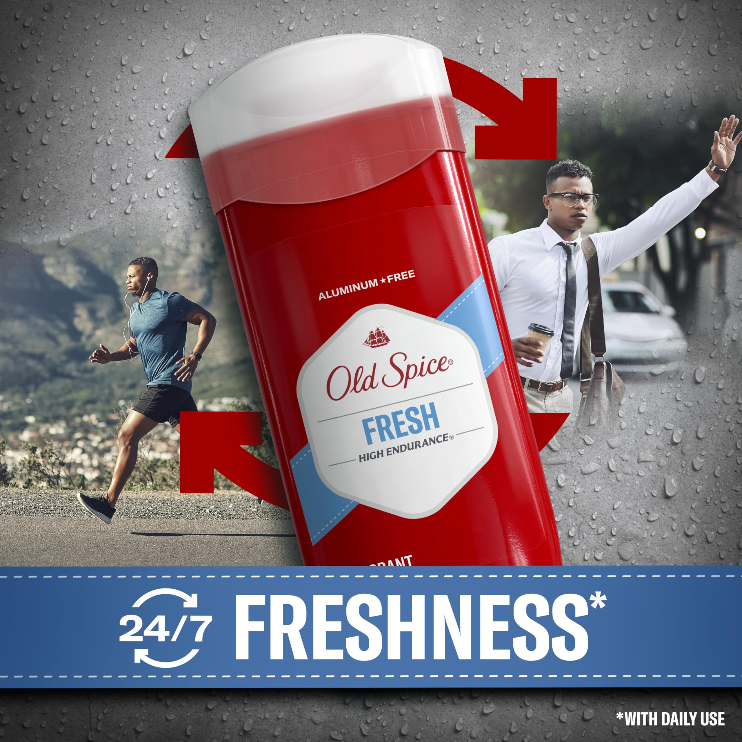 Old Spice Aluminum Free Deodorant For Men, High Endurance, 24/7 Sweat Defense & Odor Protection, 24/7 Freshness & Lasting Scent, Fresh Scent, 3.4 oz (Pack of 3)
