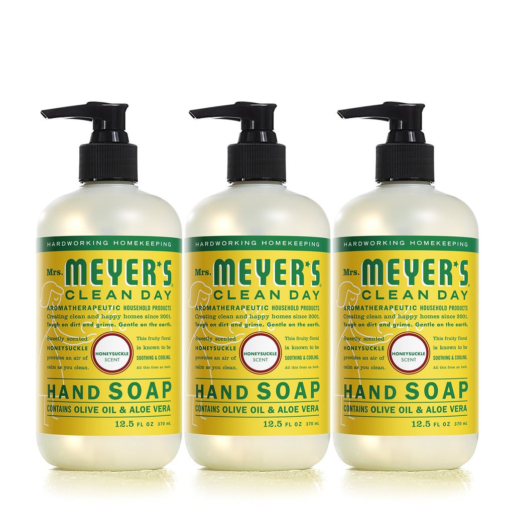 Buy now MRS. MEYER'S CLEAN DAY Hand Soap, Made with Essential Oils, Biodegradable Formula, Honeysuckle, 12.5 fl. oz - Pack of 3 at indiglob india