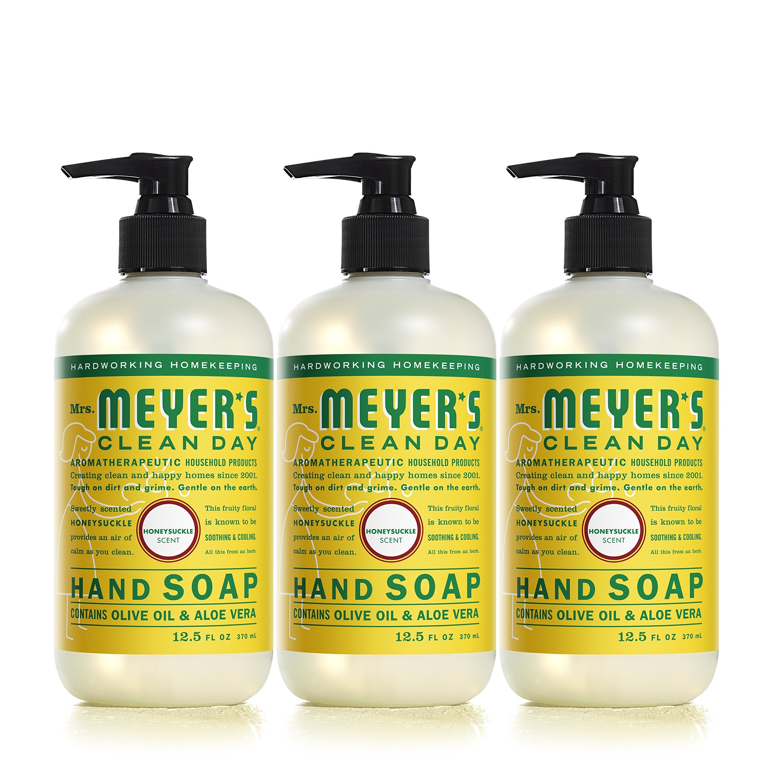 Buy now MRS. MEYER'S CLEAN DAY Hand Soap, Made with Essential Oils, Biodegradable Formula, Honeysuckle, 12.5 fl. oz - Pack of 3 at indiglob india