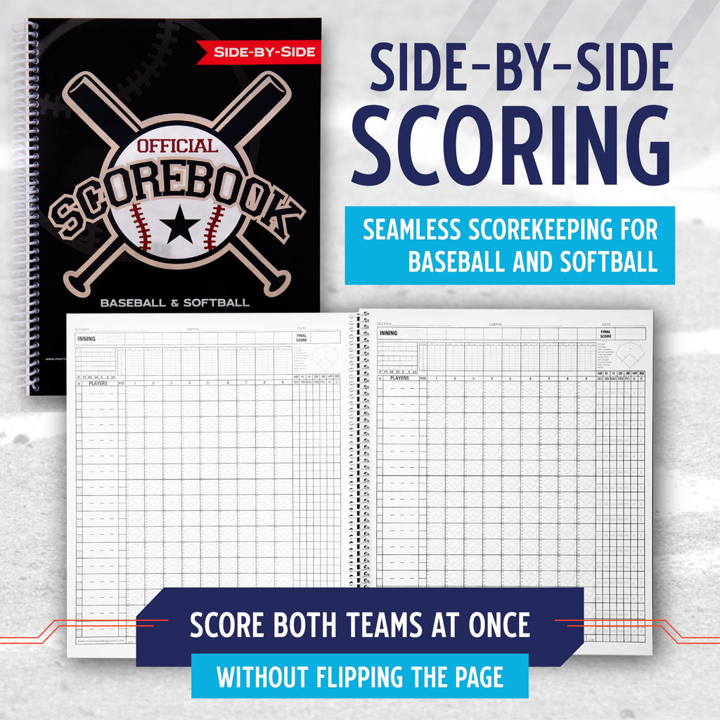Murray Sporting Goods Baseball/Softball Scorebook - Side-By-Side Spiral Bound - 35 Games