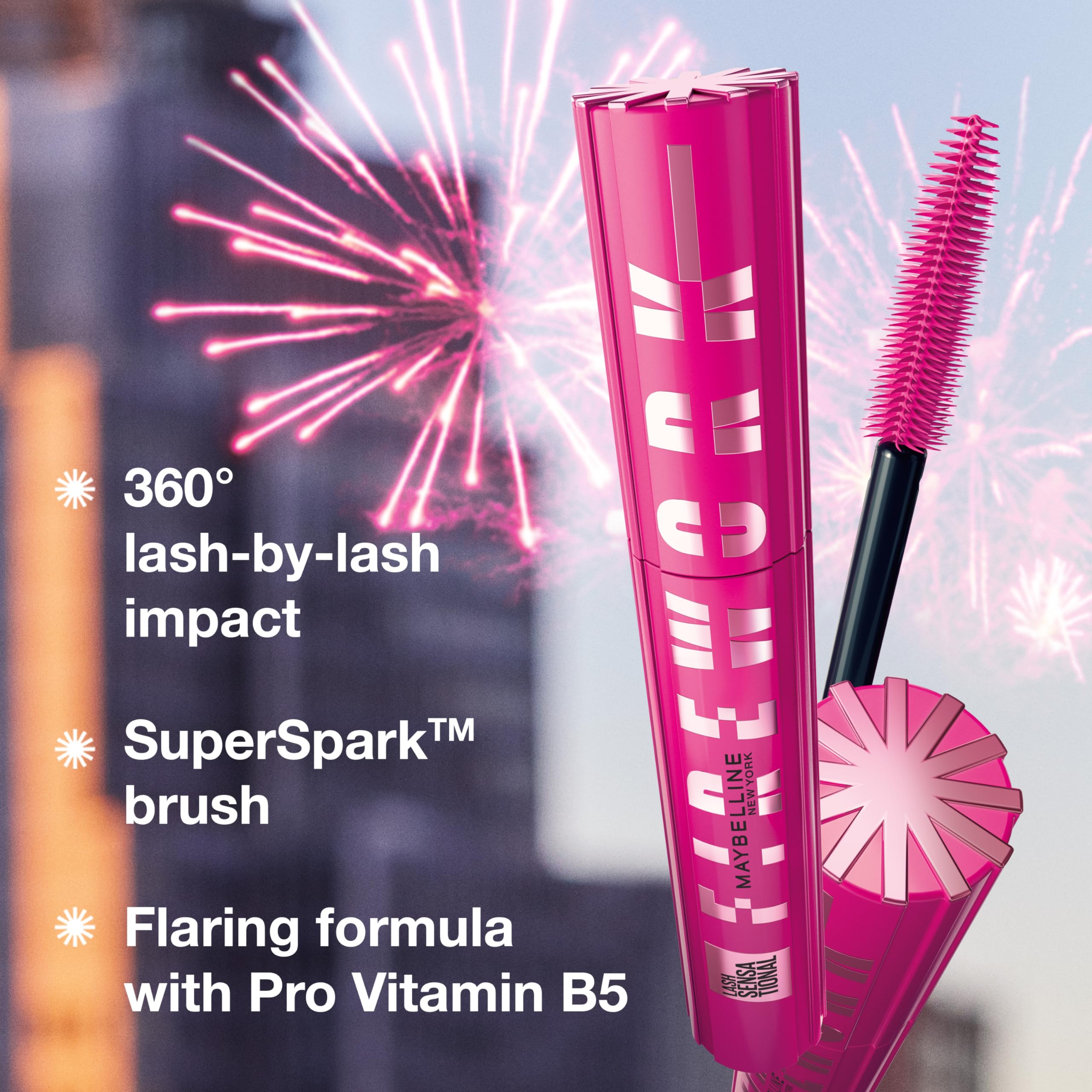 Buy now Maybelline Lash Sensational Firework Waterproof Mascara, Lengthening & Volumizing Mascara for up to 24HR wear, Very Black, 1 Count at indiglob india