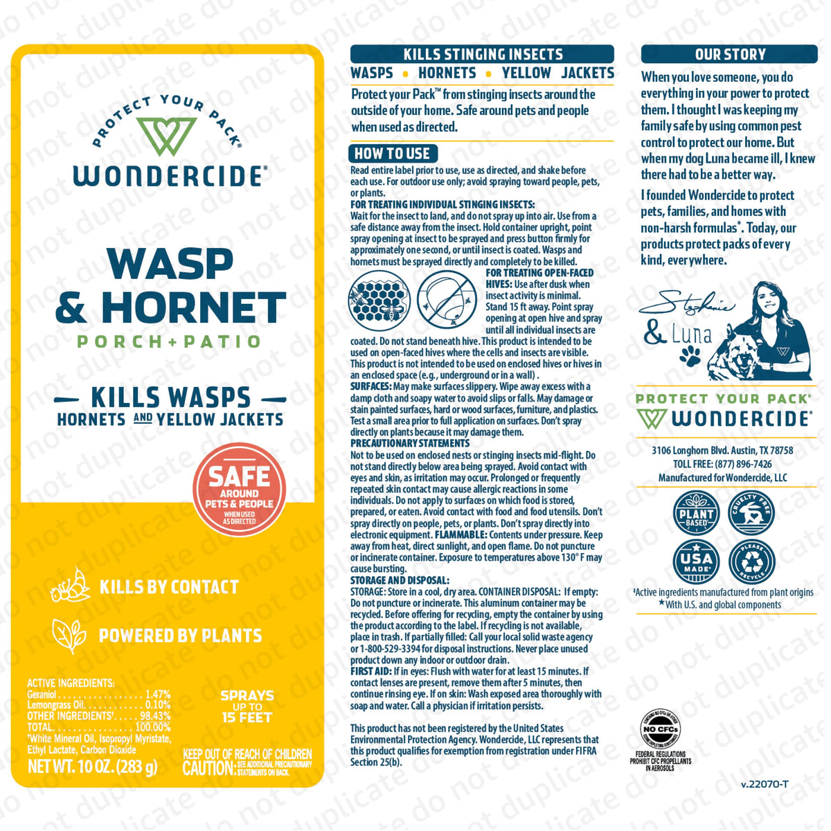 Wondercide - Wasp and Hornet Killer Aerosol Spray - 10 oz - 2 Pack