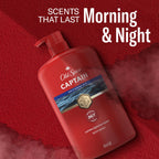 Old Spice Refreshing Body Wash for Men, 3X Defense, 24/7 Shower Fresh with Long Lasting Scent, Red Collection, Captain with Bergamot Scent, 33.4 oz